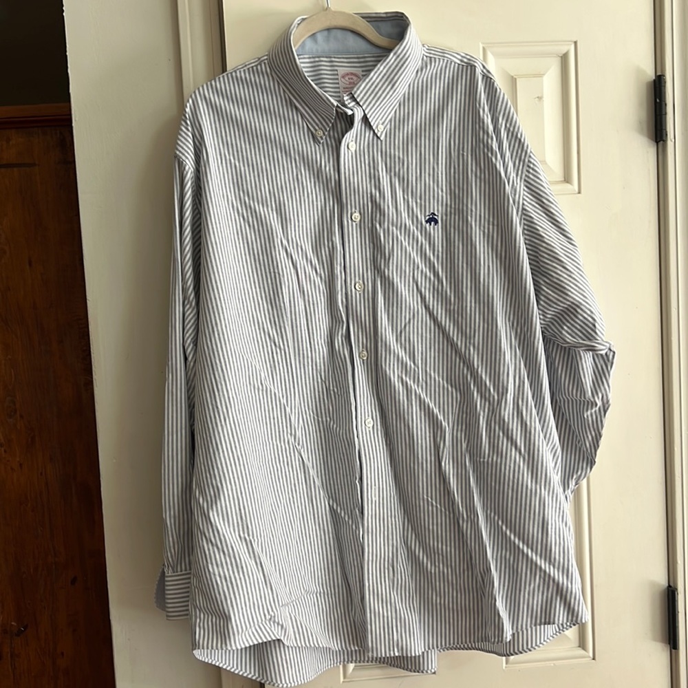 Brooks, Brothers, XXL, Madison , fit blue and white dress shirt